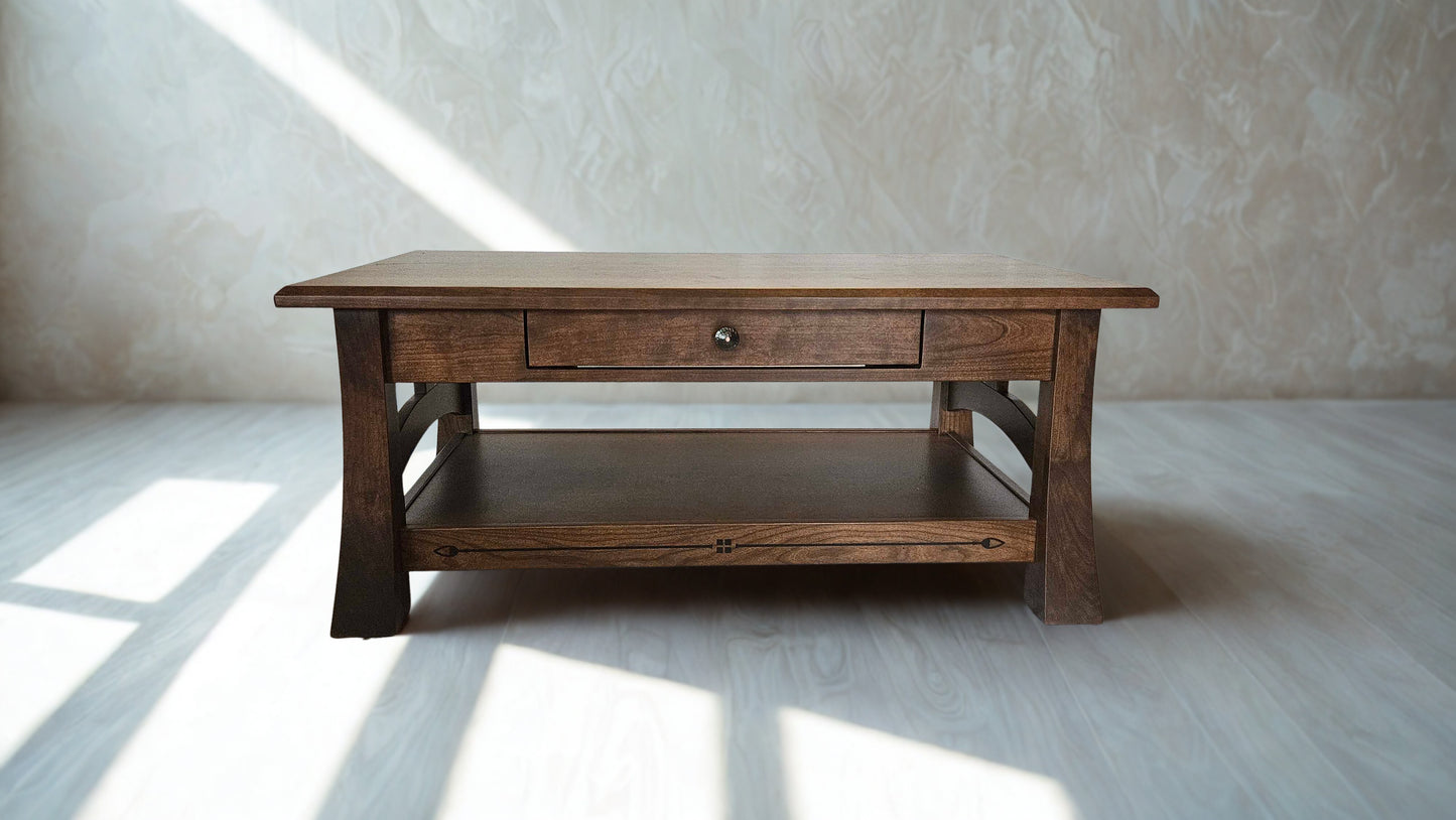 Mission Inlay Coffee Table with Drawer