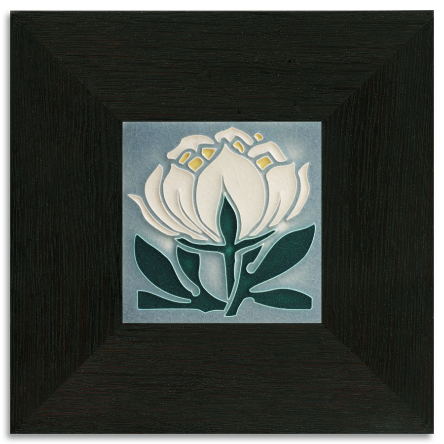 Peony Bloom Grey Blue Tile - 4x4