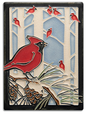 Winter Cardinals Tile - 6x8