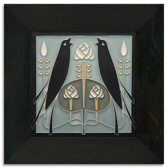 Grey Blue Songbird Tile - 8x8