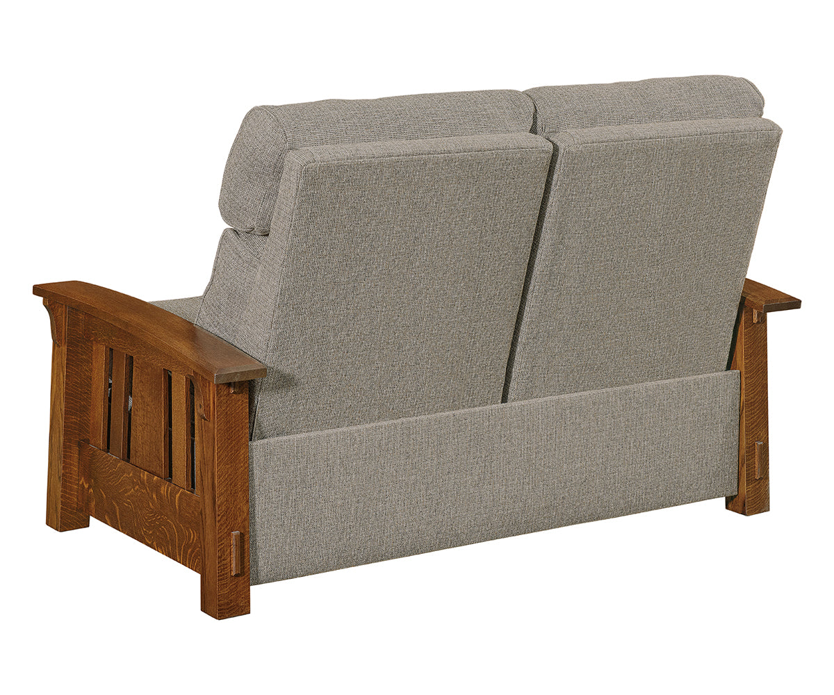 Craftsman Slat Wood Arm Loveseat Recliner