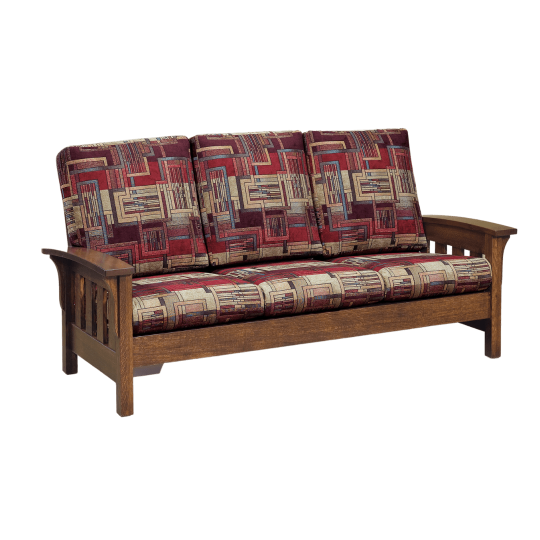 Couch with best sale wooden arms