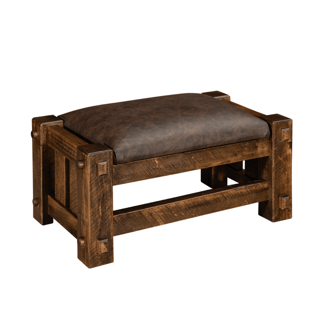 Mountain Roughsawn Wood Ottoman
