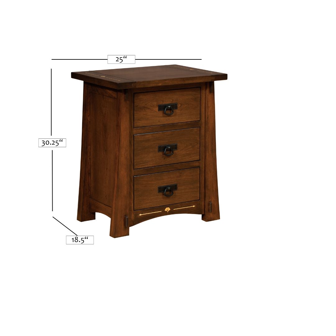 Ginkgo Inlay Nightstand with Drawers