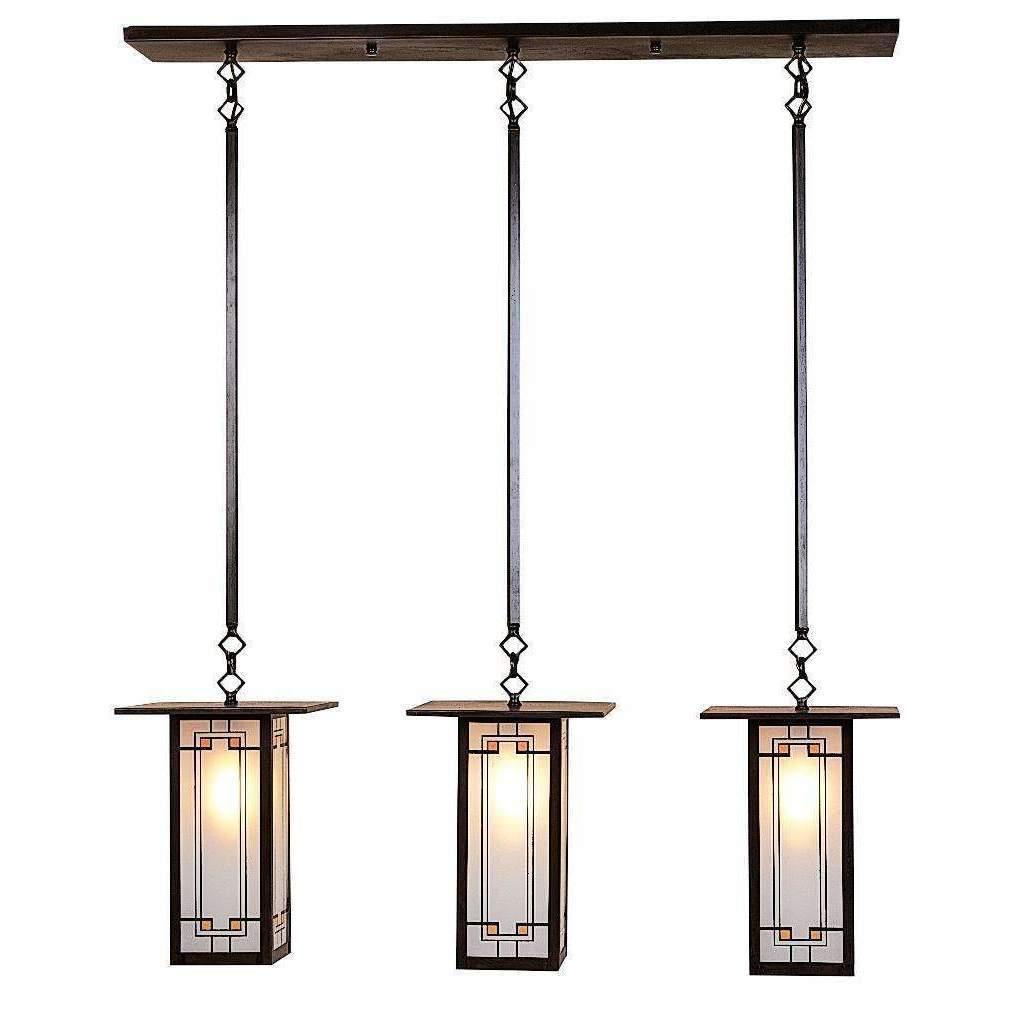 Franklin Long Body 3 Light In-Line Chandelier Exterior Lighting Arroyo Craftsman