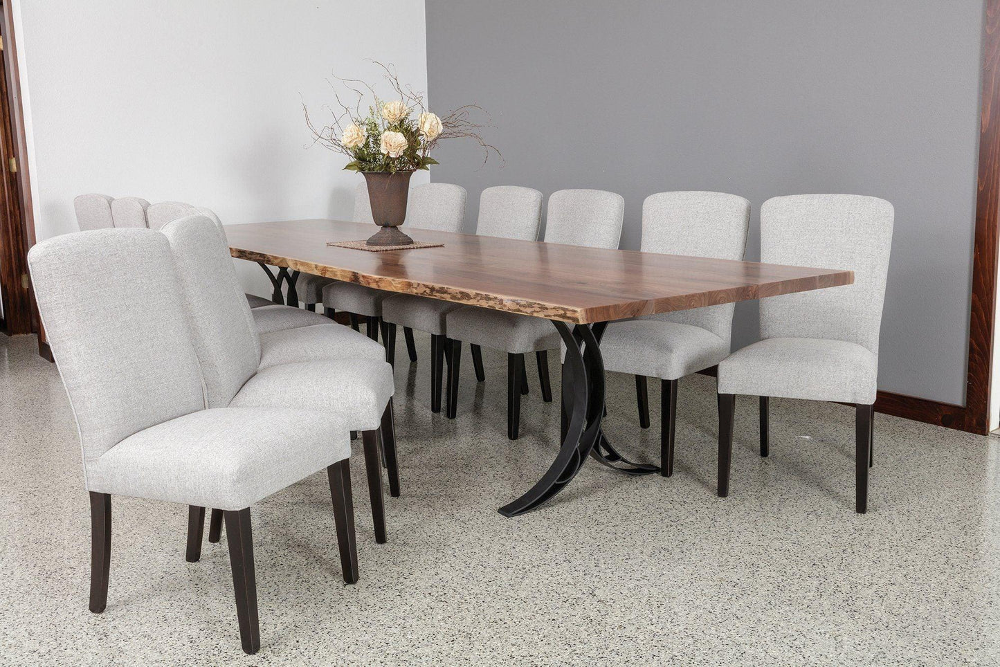 Express Ship Live Edge Dining Table- Double Curved Base Dining Barkmans