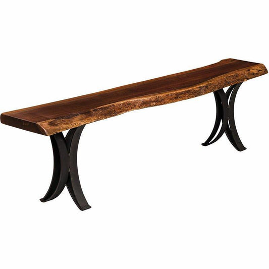Express Ship Live Edge Dining Bench- Double Curve Base Dining Barkmans