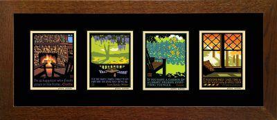 Laura Wilder American Bungalow Four Seasons Horizontal Print Set Decor Laura Wilder Mini Print Set Framed