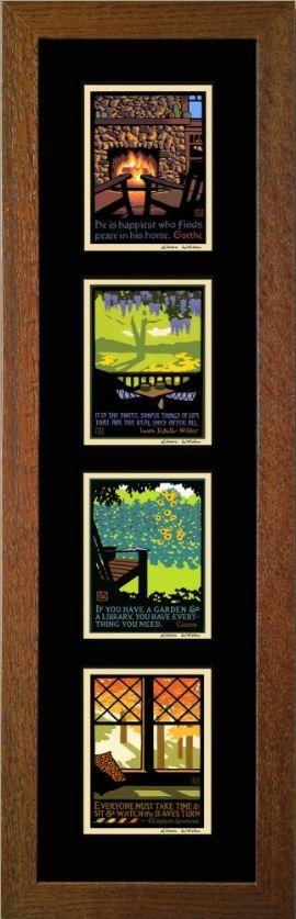 Laura Wilder American Bungalow Four Seasons Vertical Print Set Decor Laura Wilder Mini Print Set Framed