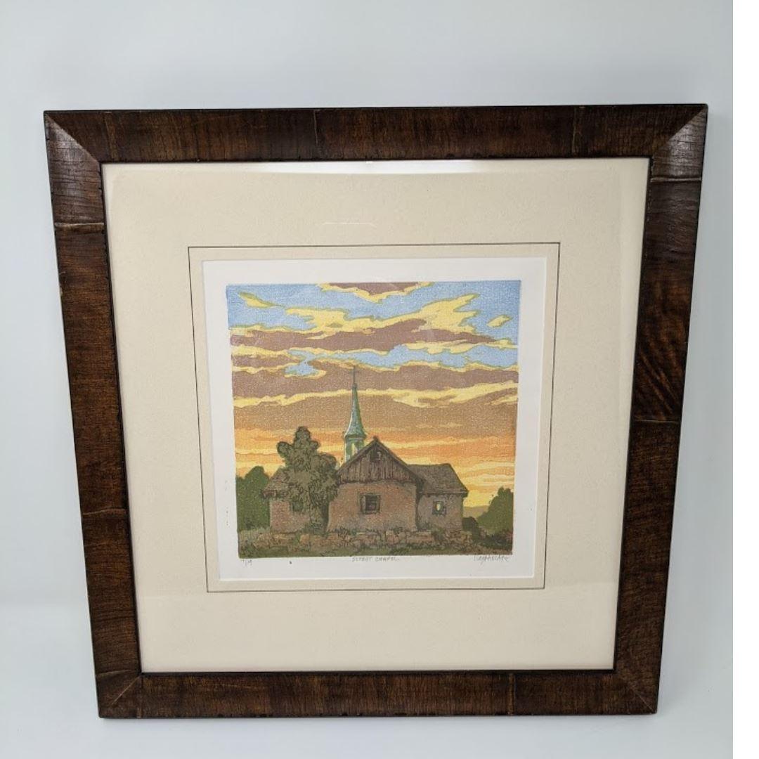 Leon Loughridge Sunset Chapel Framed Wood Block Print Decor Leon Loughridge