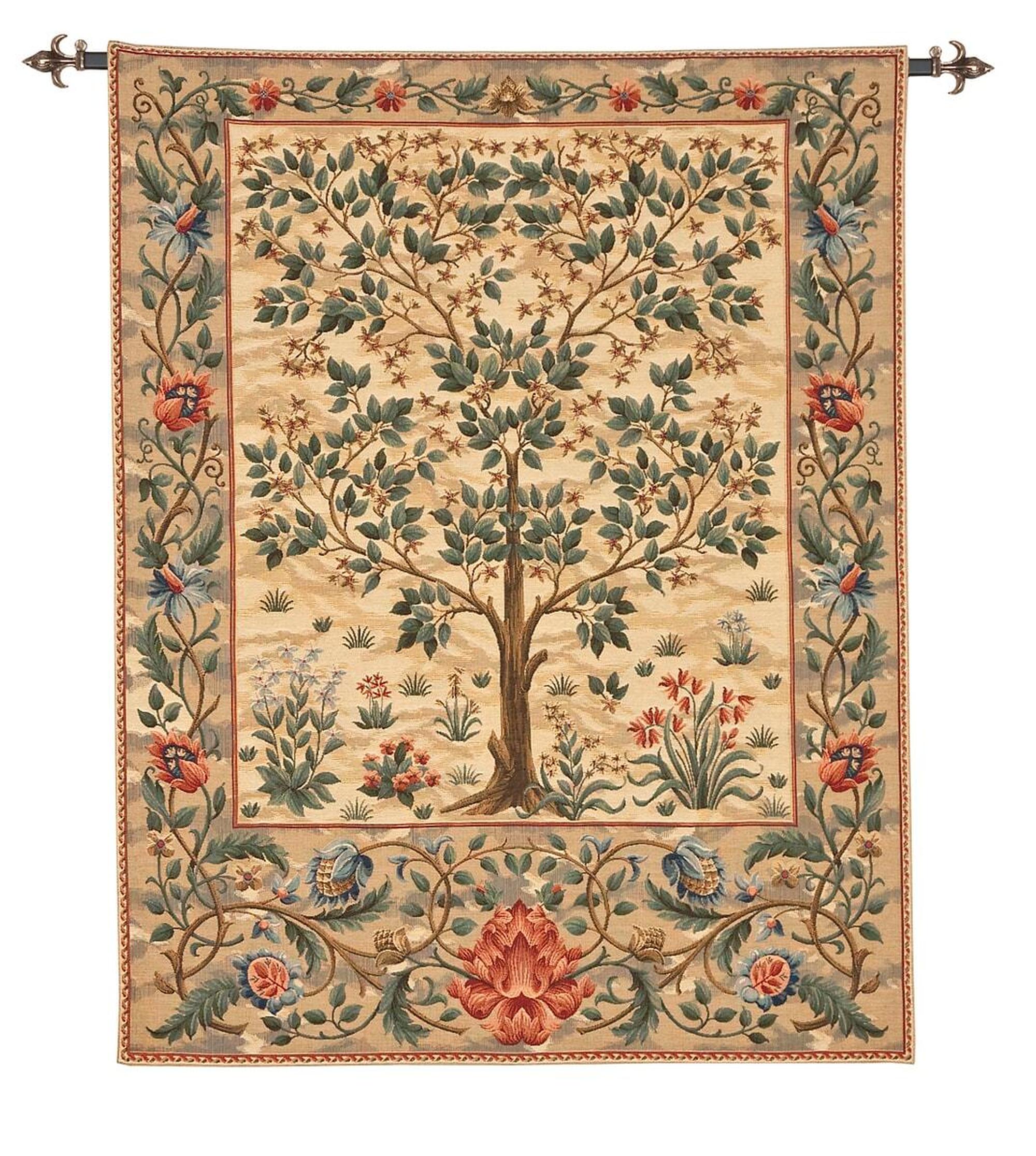 Olivia Tree Of Life Grey & Beige Morris Tapestry Wall Hanging, H76 x W54 Olivia Tree Of Life Grey & Beige Morris Tapestry Wall Hanging, H76 x W54