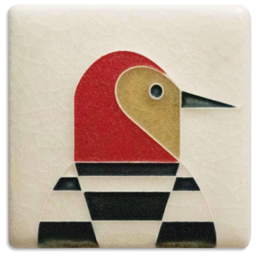 3x3 Charley Harper Mini Woodpecker Tile Tile Motawi 