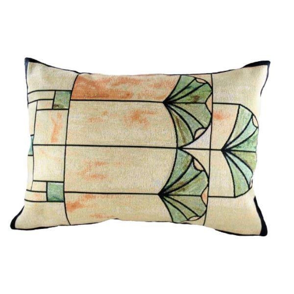Ginkgo Window Lumbar Pillow- Green Accent Throw Pillows Rennie and Rose