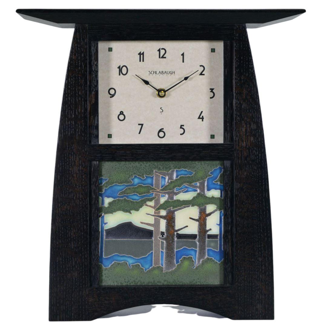 Arts and Crafts Motawi 6x6 Tile Clock Decor Schlabaugh Slate Oak