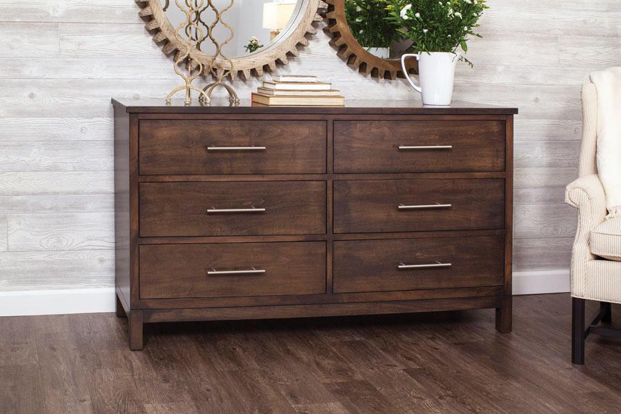 Auburn Bay 6-Drawer Dresser Bedroom Simply Amish 65 inch Smooth Cherry