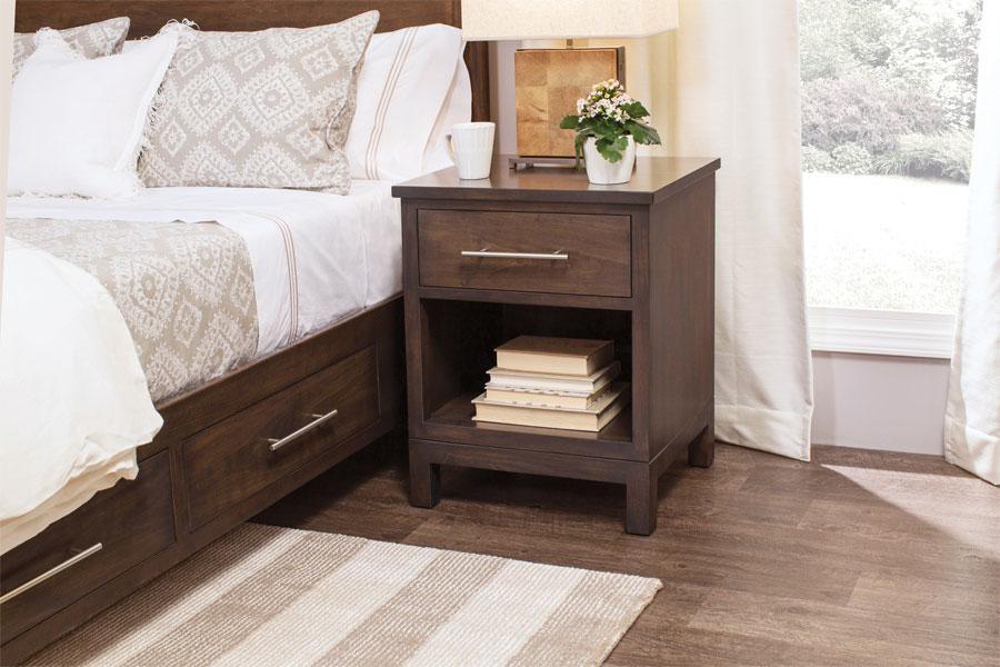 Auburn Bay Nightstand with Opening Bedroom Simply Amish Smooth Cherry
