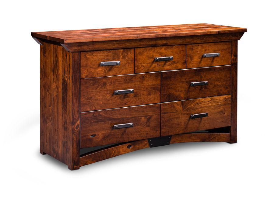 B&O Railroad Trestle Bridge 7-Drawer Dresser Bedroom Simply Amish 62 inch w Smooth Cherry