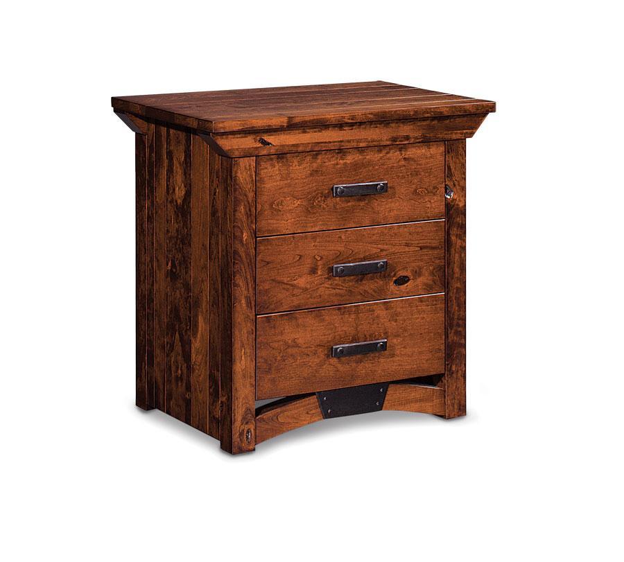 B&O Railroad Trestle Bridge Nightstand with Drawers Bedroom Simply Amish Smooth Cherry