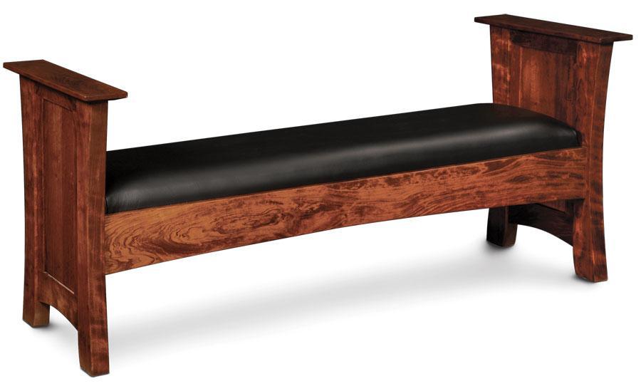 Loft Santa Fe Bench Bedroom Simply Amish Black Leather Smooth Cherry