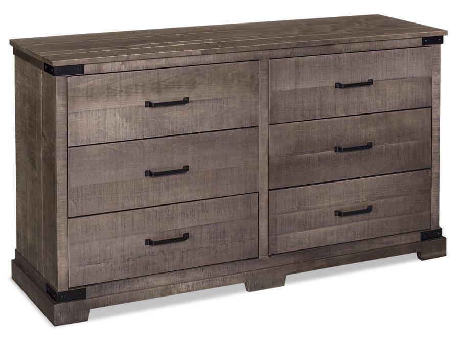 Montauk 6-Drawer Dresser(Rough Sawn Std) Bedroom Simply Amish 62 inch Smooth Cherry