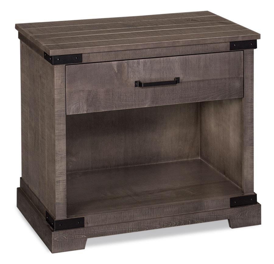 Montauk Nightstand with Opening, Extra Wide (Rough Sawn Std) Bedroom Simply Amish Smooth Cherry