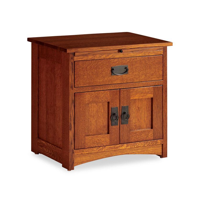 Prairie Mission Deluxe Nightstand with Doors Bedroom Simply Amish Smooth Cherry