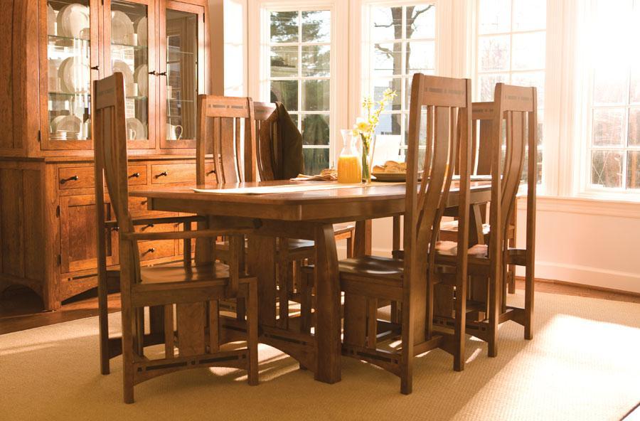 Aspen Trestle Table with Inlay Dining Simply Amish 