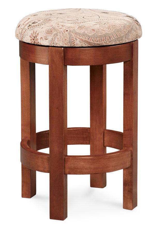 Barrel Swivel Bar Stool Dining Simply Amish 24 inch Cream Performance Fabric Smooth Cherry