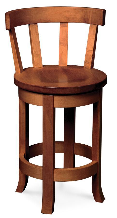 Belmont Swivel Bar Stool with Back Dining Simply Amish 24 inch Cream Performance Fabric Smooth Cherry