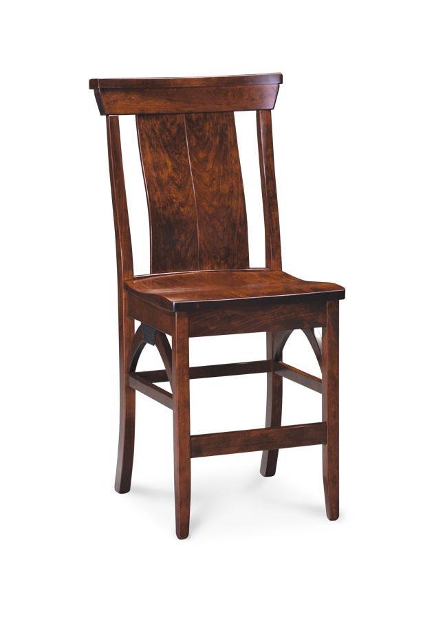 B&O Railroad Trestle Bridge Stationary Bar Stool Dining Simply Amish 30 inch Cream Performance Fabric Smooth Cherry