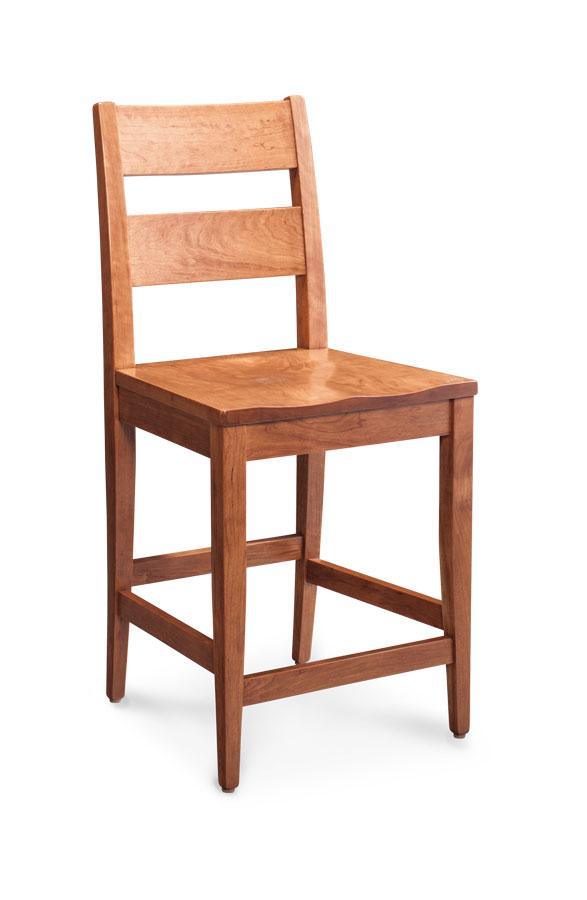 Cadira Stationary Bar Stool Dining Simply Amish 24 inch Cream Performance Fabric Smooth Cherry