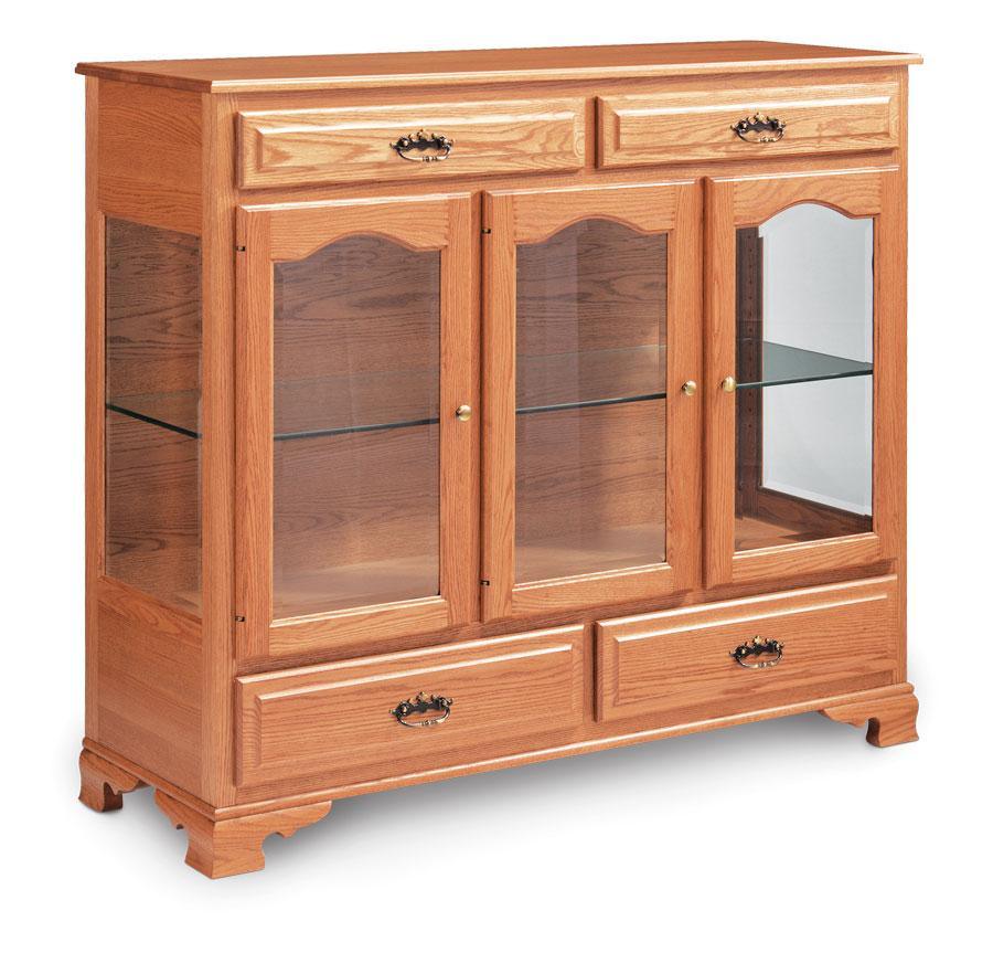 Classic 3 Door Dining Cabinet Off Catalog Simply Amish Glass Smooth Cherry