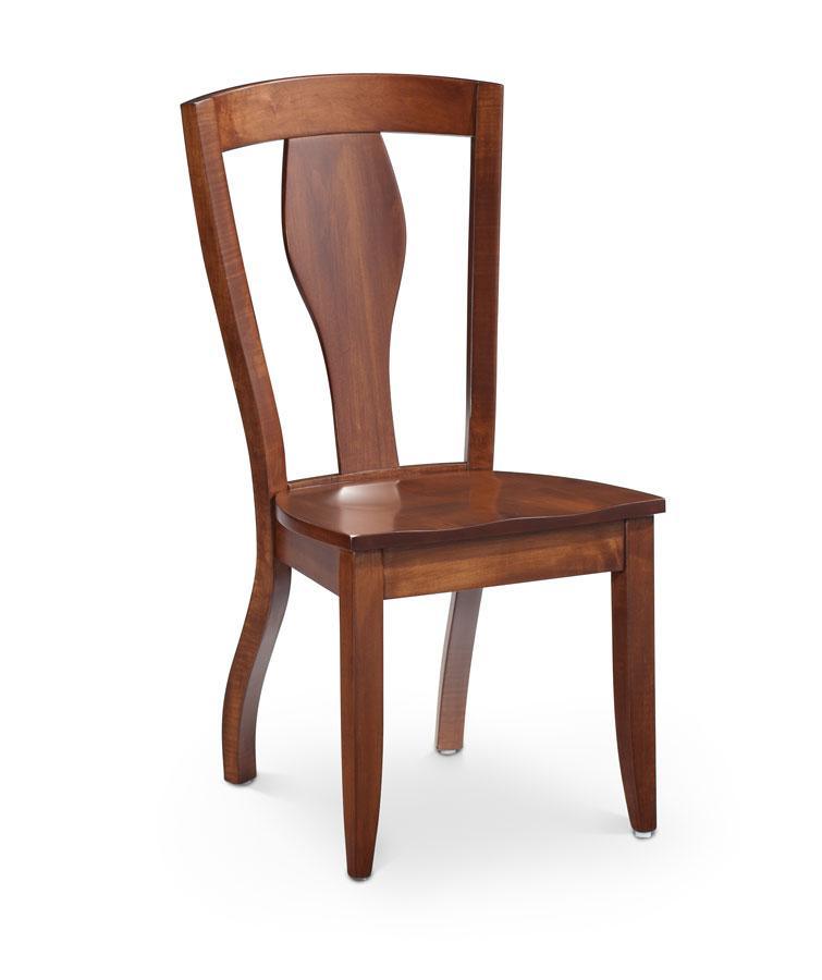 Crawford Side Chair Dining Simply Amish Gray Performance Fabric Smooth Cherry