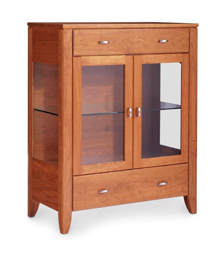 Justine 2 Door Dining Cabinet Dining Simply Amish Glass Smooth Cherry