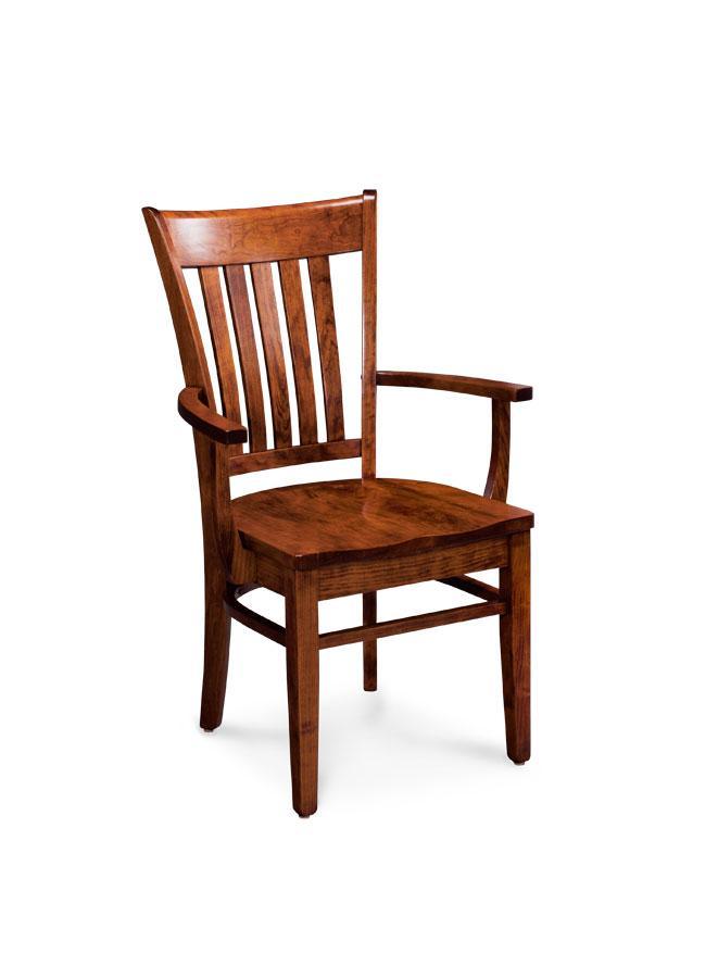 Kaskaskia Arm Chair Dining Simply Amish Gray Performance Fabric Smooth Cherry