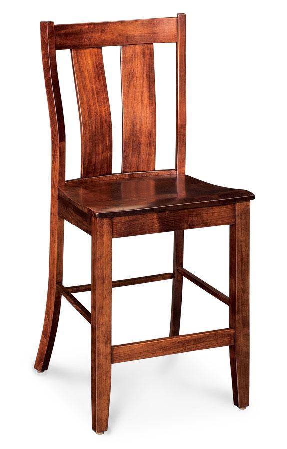 Mitchell Stationary Barstool Dining Simply Amish 30 inch Cream Performance Fabric Smooth Cherry