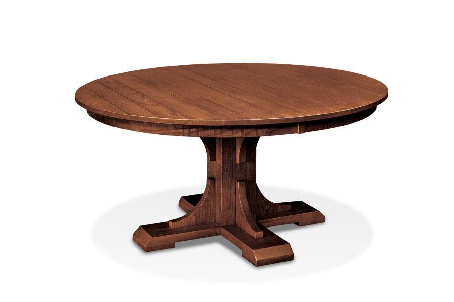 Montauk Round Single Pedestal Table with Leaves Dining Simply Amish