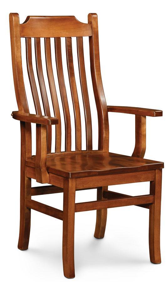 Urbandale Arm Chair Dining Simply Amish Gray Performance Fabric Smooth Cherry