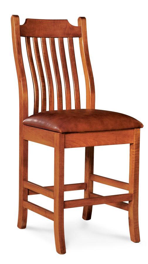 Urbandale Stationary Barstool Dining Simply Amish 24 inch Cream Performance Fabric Smooth Cherry