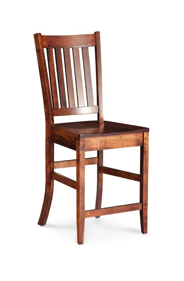 Wright Stationary Barstool Dining Simply Amish 30 inch Cream Performance Fabric Smooth Cherry