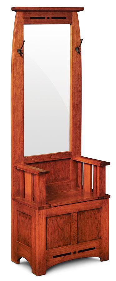 Aspen Hall Seat with Mirror and Inlay Entry Simply Amish Premium Cherry 