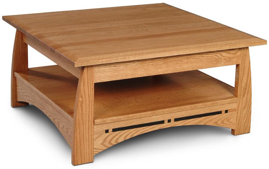 Aspen Square Coffee Table with Inlay Living Simply Amish 36 inch x36 inch Smooth Cherry
