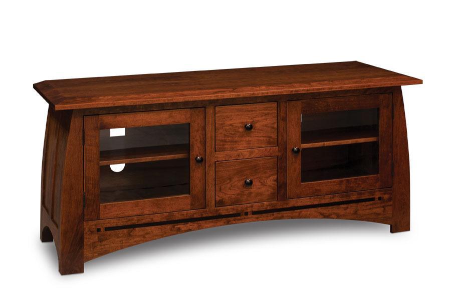 Aspen TV Console with Inlay Living Simply Amish 60 1/2 inch Smooth Cherry