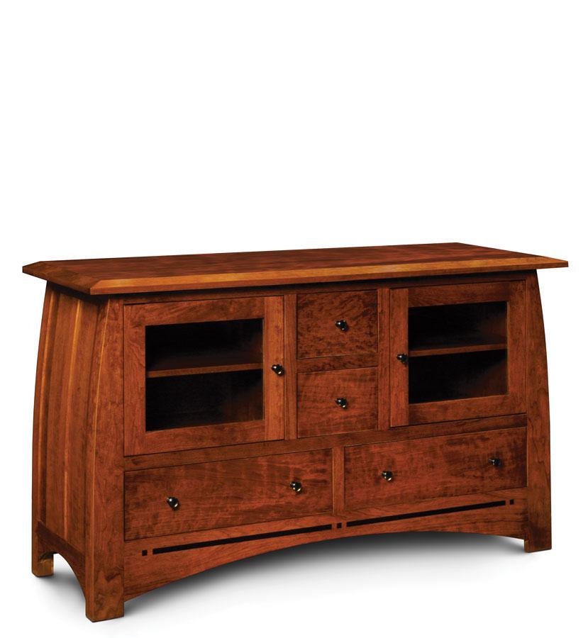 Aspen TV Stand with Inlay, 72 inch Living Simply Amish Smooth Cherry