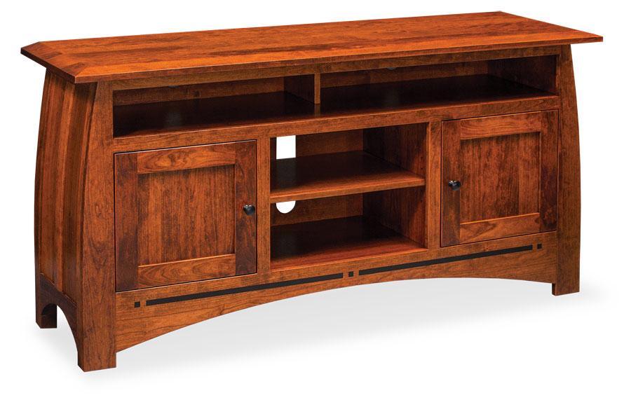 Aspen TV Stand with Soundbar Shelf and Inlay Living Simply Amish 54 inch w Smooth Cherry