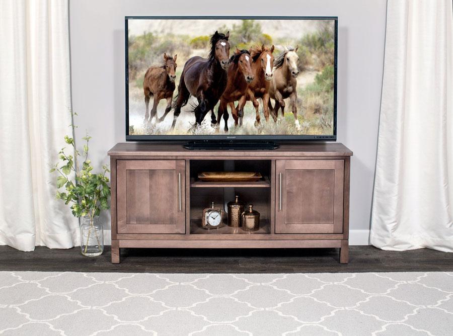 Auburn Bay TV Console Living Simply Amish 60 inch Smooth Cherry