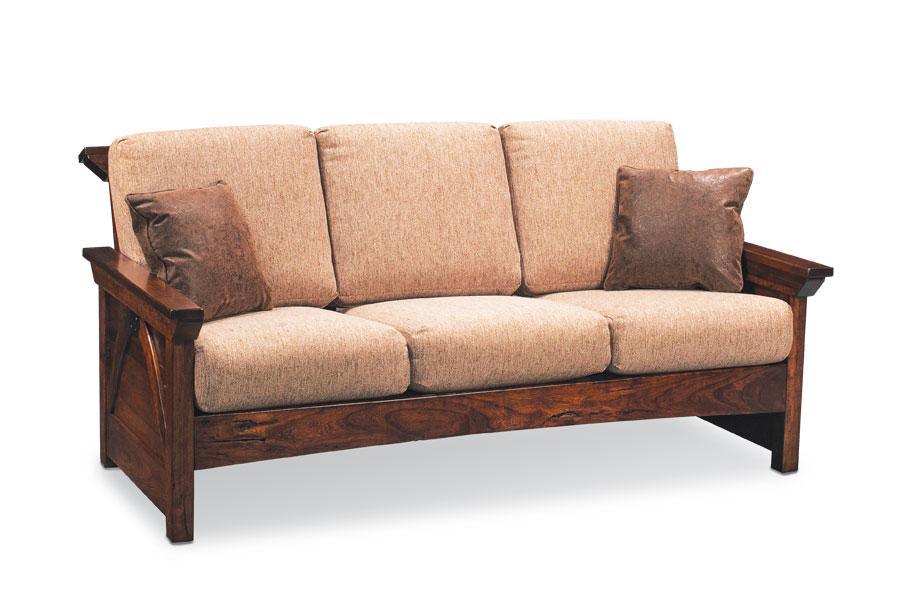 B&O Railroad Trestle Bridge Sofa Living Simply Amish Black Leather Gr C Smooth Cherry