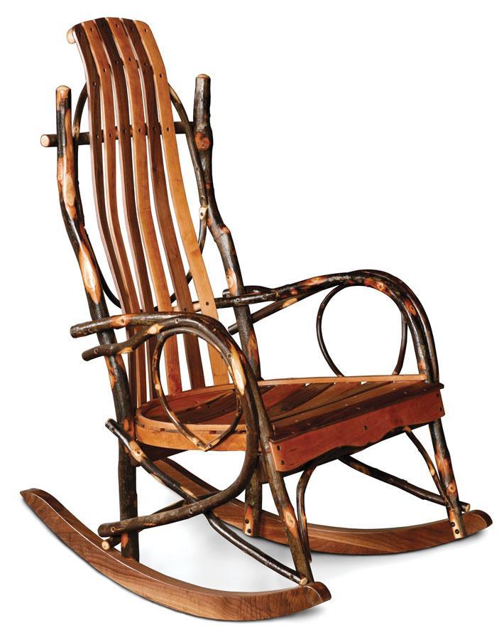Express Ship Hickory Rocker with Cherry and Walnut Slats Living Simply Amish