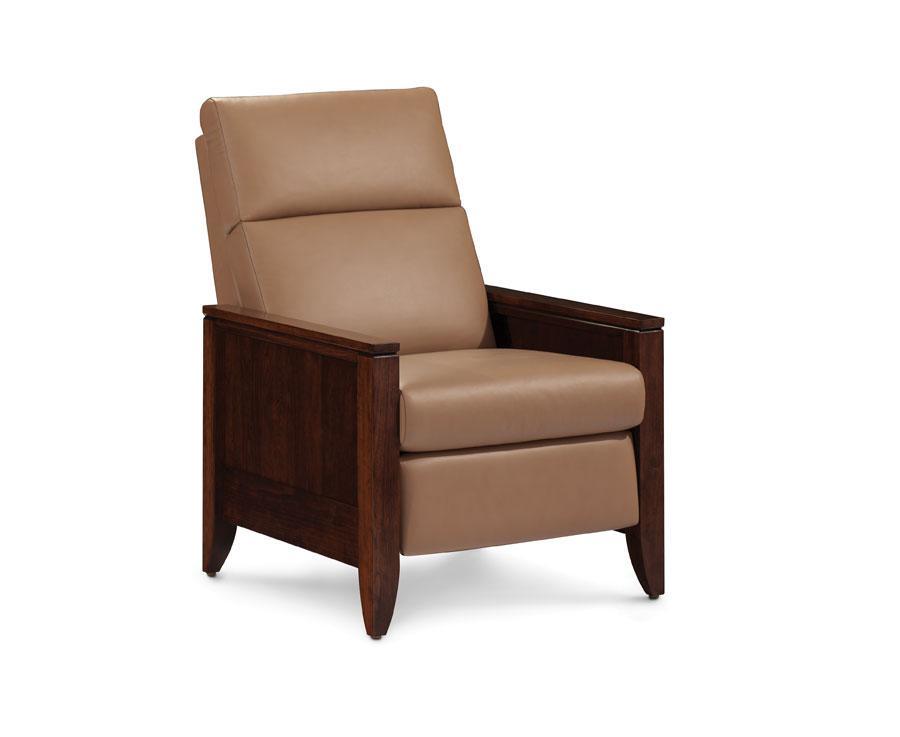 Justine Wallhugger Recliner Living Simply Amish Green Leather Gr F Smooth Cherry