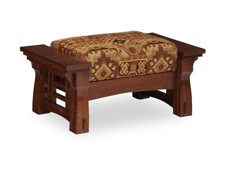 Makayla Ottoman Living Simply Amish Black Leather Gr C Smooth Cherry